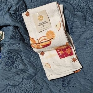 Martha Stewart White Kitchen Towels with Orange and Pink Citrus Motif